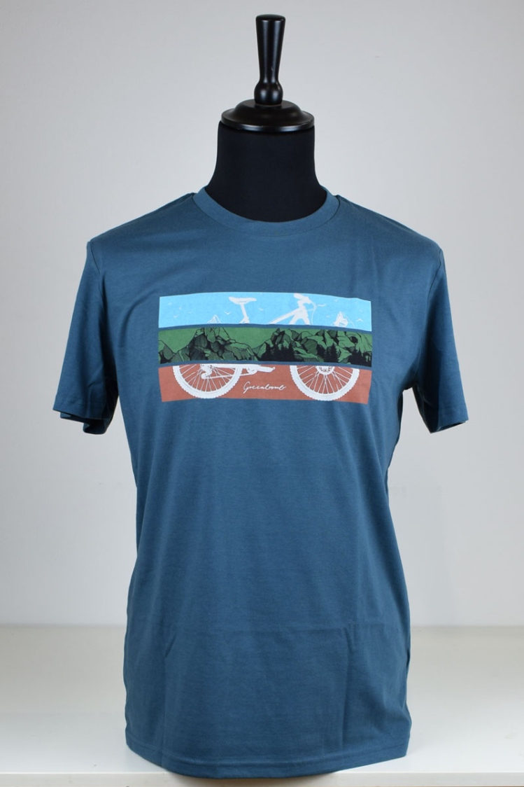Greenbomb T-Shirt "Bike Mountain" in Farbe blue stone von vorne