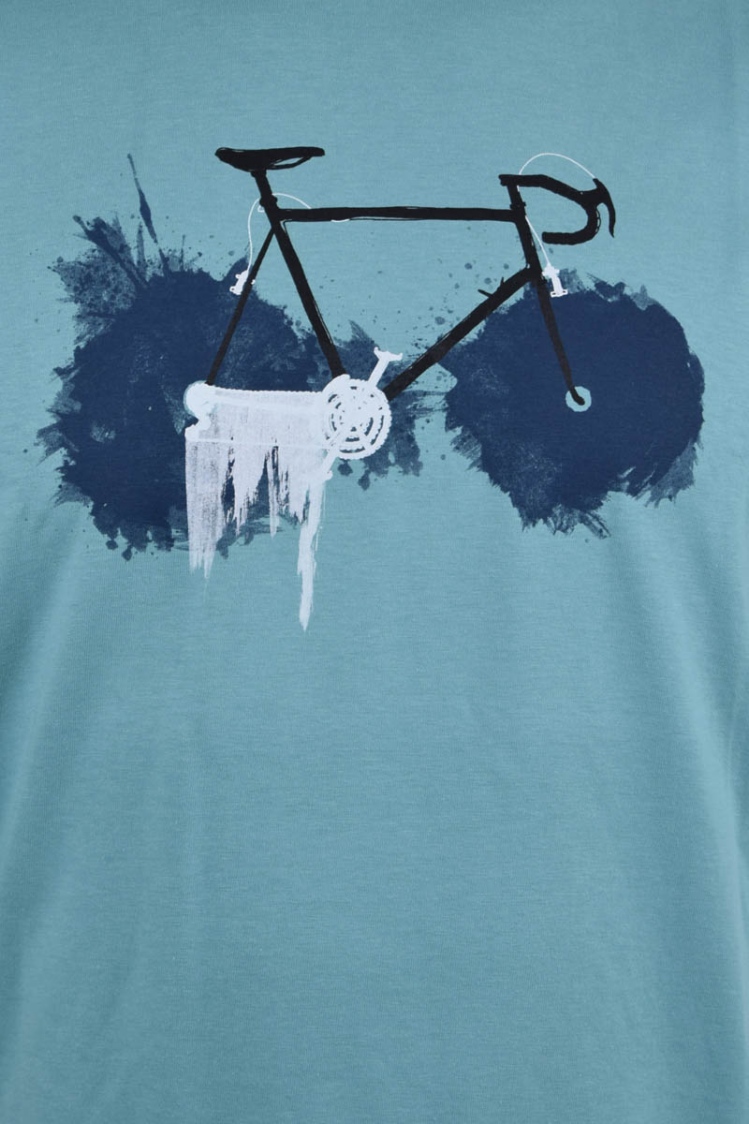 Greenbomb T-Shirt "Bike Paint" Bio in marine blue Nahaufnahme vom Printmotiv