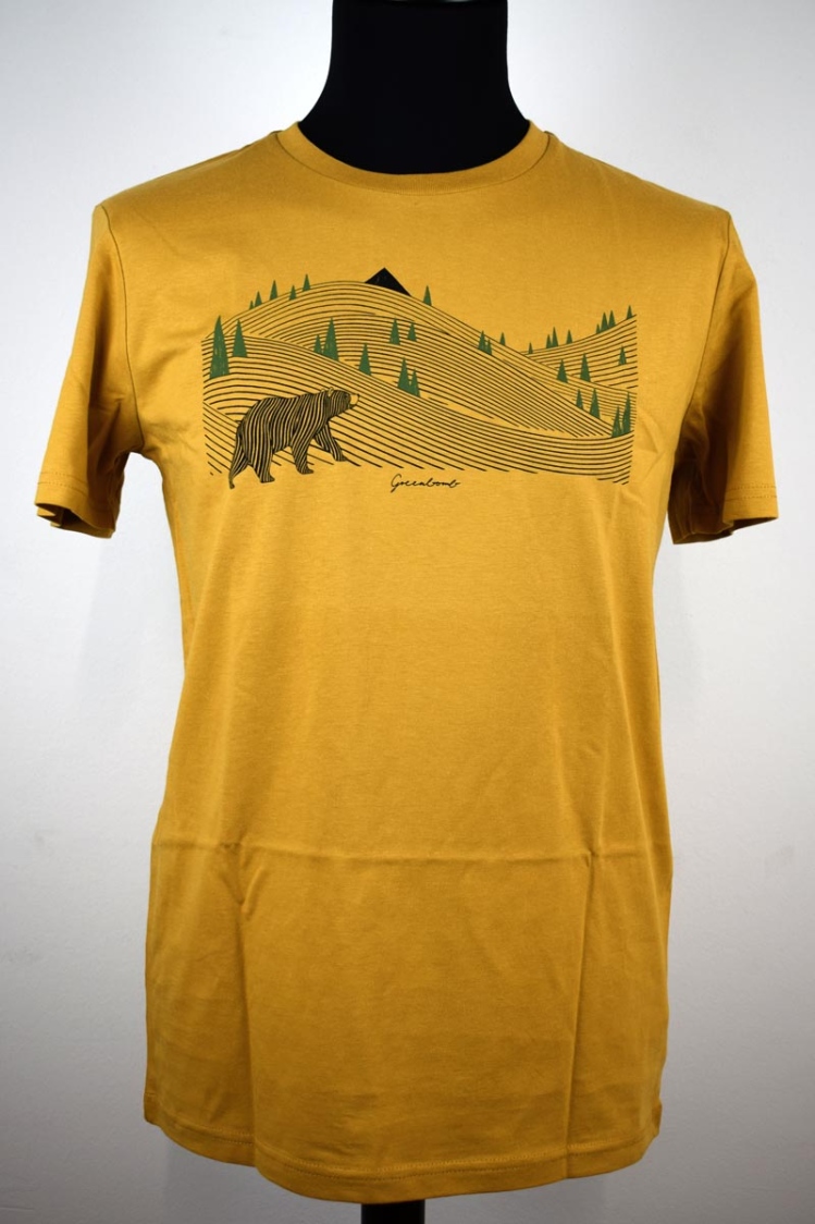 Greenbomb T-Shirt für Herren in Ocker mit Bären-Print Ansicht Front