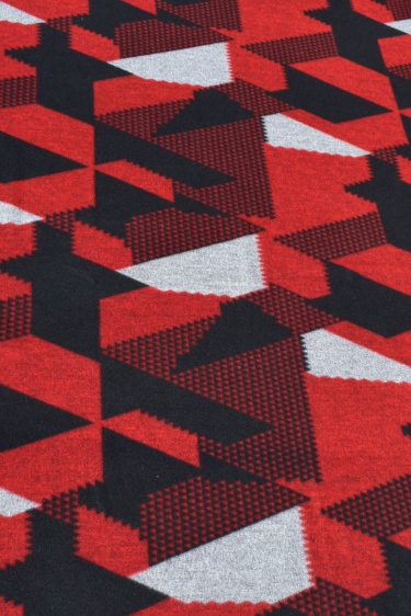 Picknick Decke "Lennard" in Rot-Schwarz-Grau geometrisches Muster - 150x220 cm Detailansicht geometrisches Muster