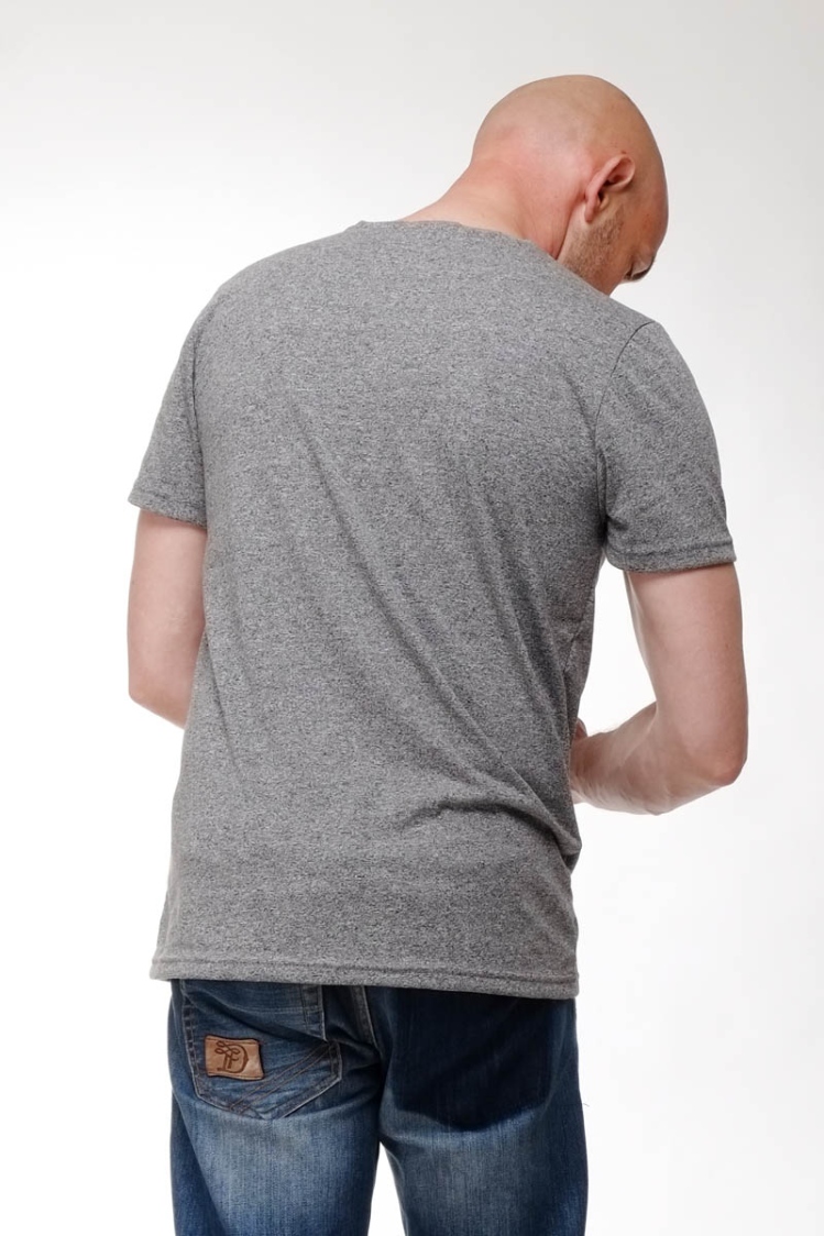 T-Shirt "Theo" für Herren in Grau meliert Ansicht von hinten