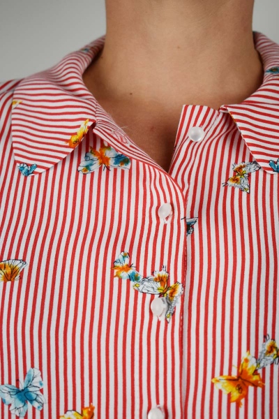 Bluse, hemd, kurzarm, adrett, rot/weiß gestreift, längsstreifen, Oberteil, gemustert, Hemdbluse