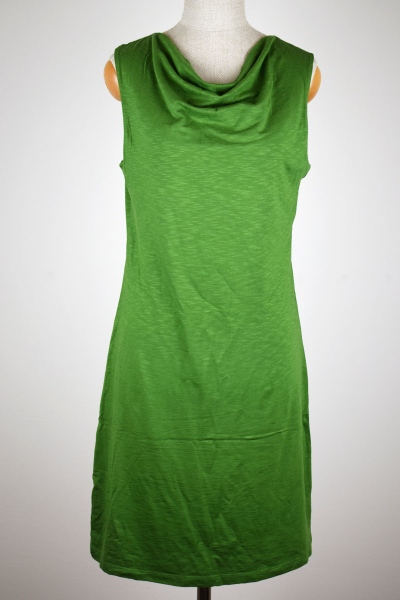 Viskose Kleid "Marie" ärmellos in Grün von vorne