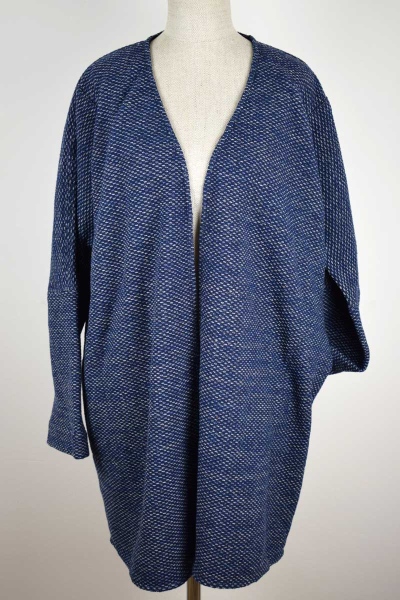 Mantel "Blanka" für Damen Blau/Weiß gewebt
