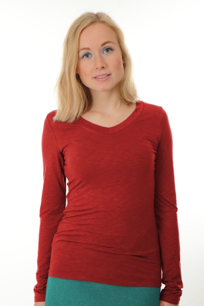 Langarmshirt "Joy" in Dunkelrot aus Viskose für Damen von vorne