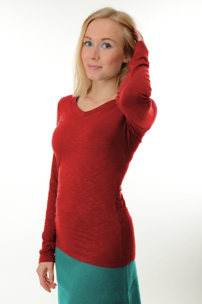 Langarmshirt "Joy" in Dunkelrot aus Viskose für Damen seitliche Ansicht