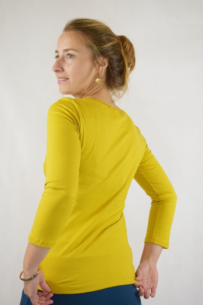 Shirt "Lora" Bio 3/4-arm in gelb von hinten