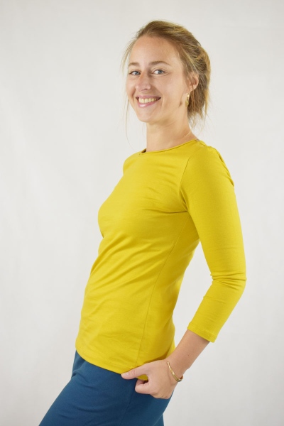 Shirt "Lora" Bio 3/4-arm in gelb von der linken Seite