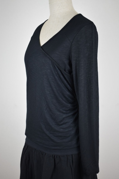 Schwarzes Viskose Shirt "Belinda" für Damen Seitenansicht