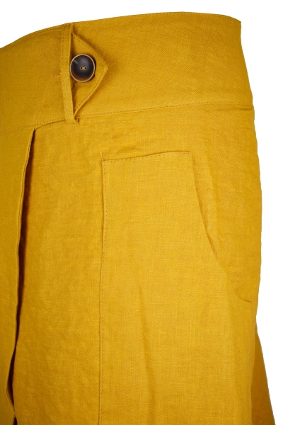 Wickelrock "Maxima" aus Leinen in Gelb Detailansicht Seite