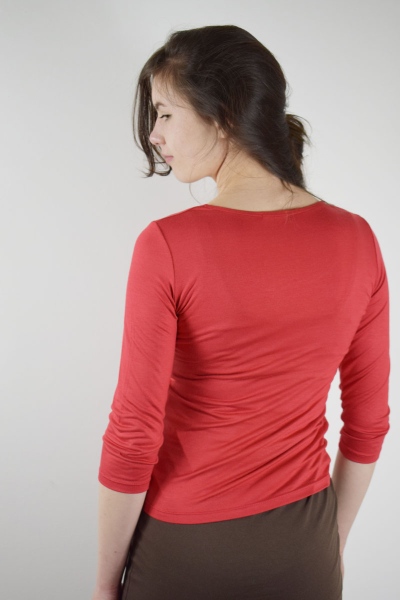 Viskose Shirt  3/4-Arm "Elsa" in Rot für Damen Ansicht von hinten