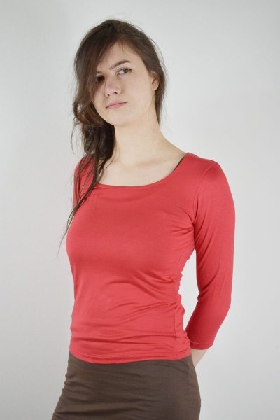 Viskose Shirt  3/4-Arm "Elsa" in Rot für Damen Ansicht von vorne