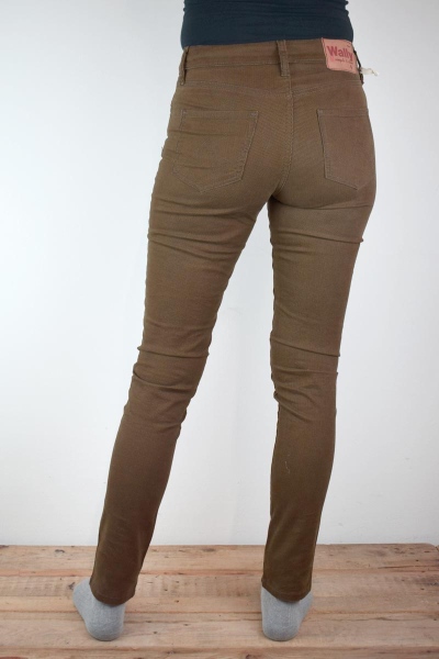 Slim Hose für Damen in Braun mit schwarzen Streifen Ansicht rechte Seite Rückansicht