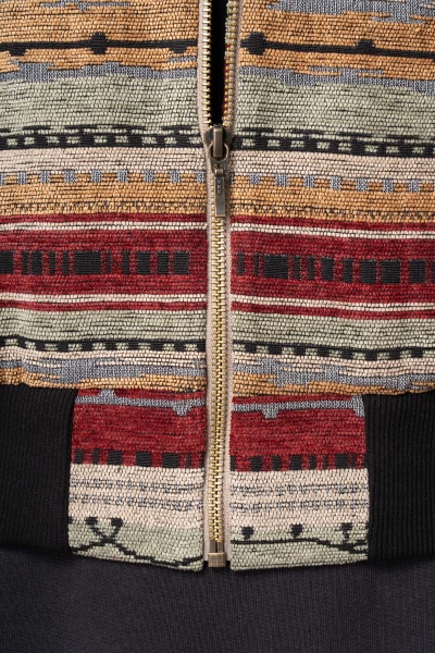 Blouson Jacke Damen bunt gemustert Detailansicht YKK-Reißverschluss