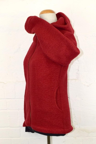 Wolljacke für Damen Rot Ansicht Jackentasche