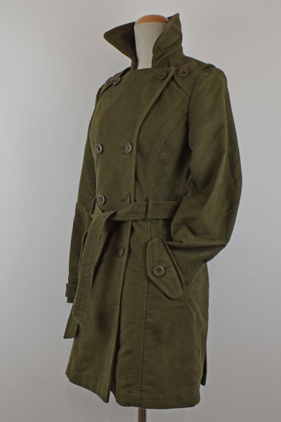 Trenchcoat "Jördis" in Olivgrün für Damen Ansicht von linker Seite