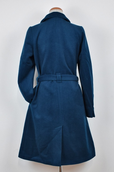 Mantel "Tara" aus Wolle für Damen in Blau Ansicht von hinten