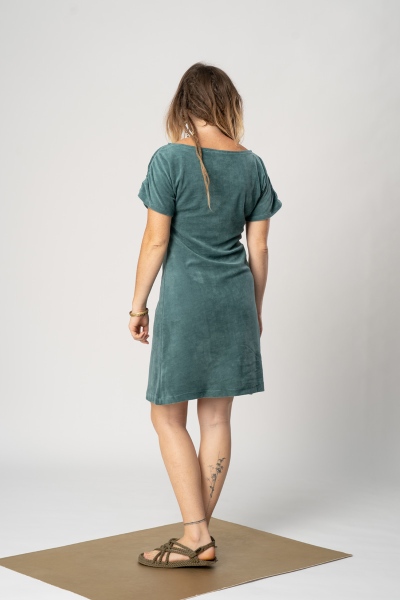 Nicki Kleid "Lizzy" aus Bio-Baumwolle in Türkis von hinten