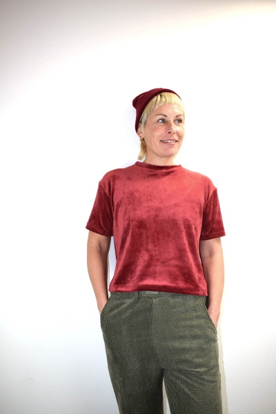 Samt T-Shirt für Damen in Rot Ansicht von vorne