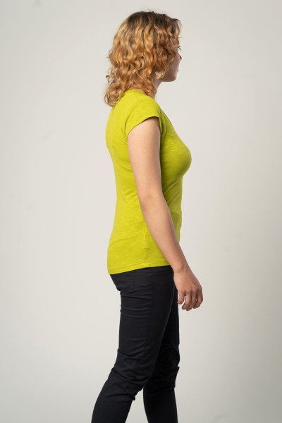 Damen T-Shirt "Joy" Viskose in Gelbgrün von rechter Seite