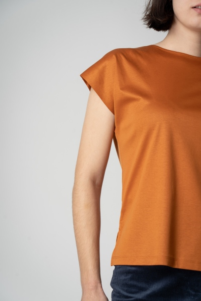 Bio T-Shirt für Damen Orange Detailansicht