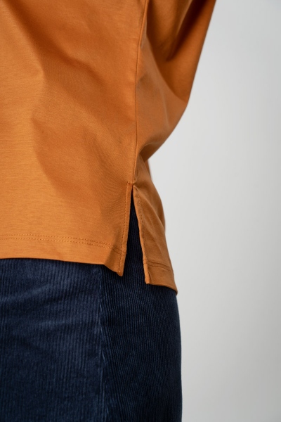 Bio T-Shirt für Damen Orange Detailansicht Seitenschlitz