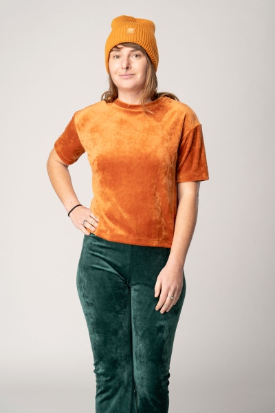 Nicki Shirt für Damen Orange Samt in Kombi mit Samtleggings