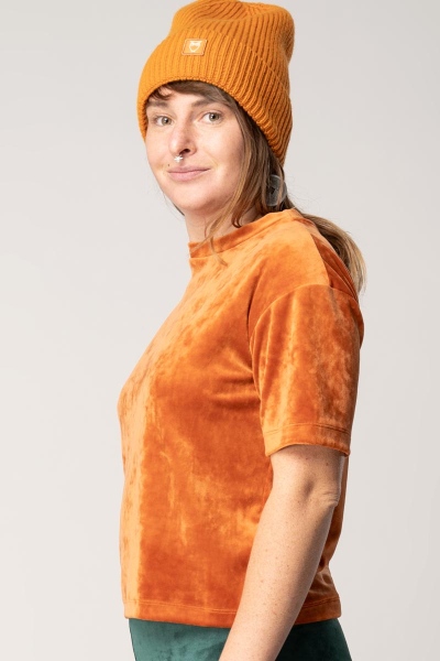 Nicki Shirt für Damen Orange Samt Ansicht linke Seite