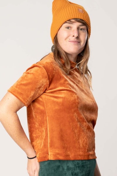 Nicki Shirt für Damen Orange Samt Ansicht rechte Seite