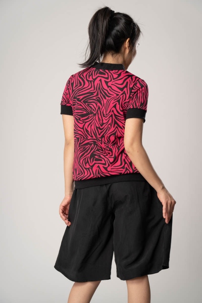 Kurzarmshirt "Anita" für Damen Animal Print - Zebra Muster Pink-Schwarz von hinten