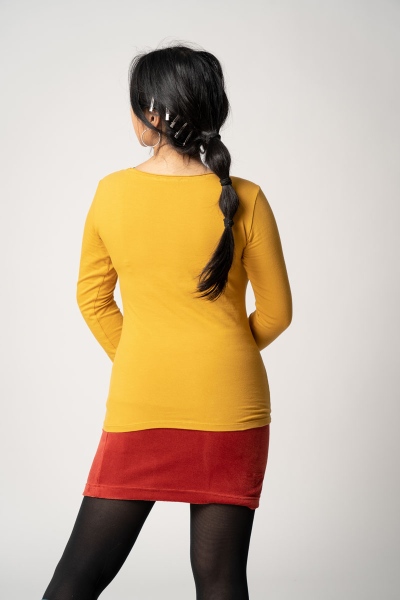 Langarmshirt für Damen Gelb Bio Rückansicht