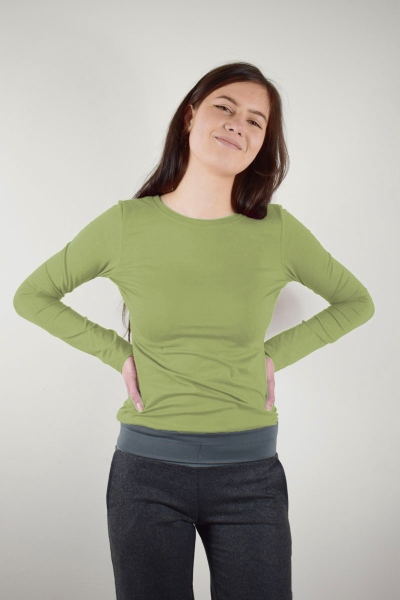 Langarmshirt für Damen in Grün aus Bio Baumwolle