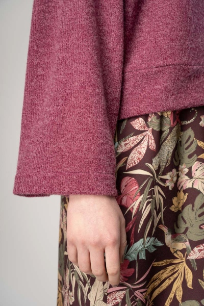 Oversize Pullover für Damen in Pink meliert Detailansicht weiter Ärmel