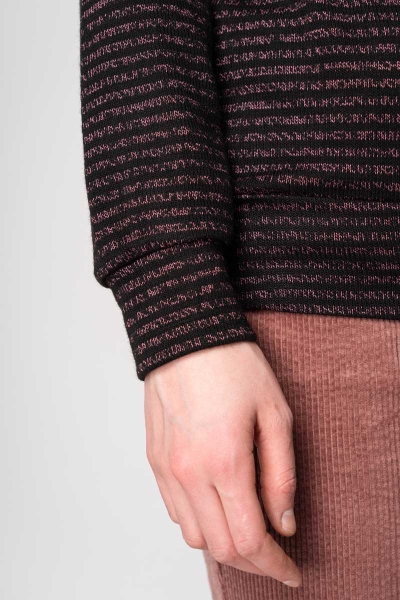 Pullover Damen Schwarz Rosa gestreift Detailansicht Ärmelbündchen