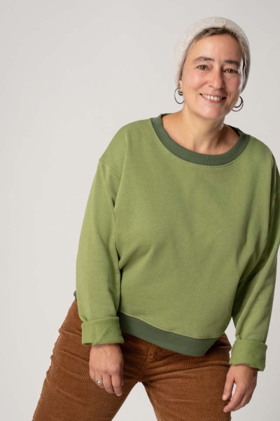 Oversize Pullover für Damen in Hellgrün Ansicht von vorne