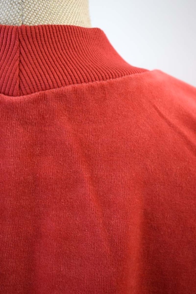 Ansicht Shirt Nickisamt in Rot Detailansicht Stehkragen