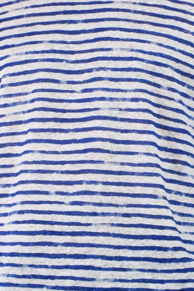Langarmshirt "Boris" 100% Leinen für Herren Weiß mit blauen Querstreifen Detailbild Streifenmuster