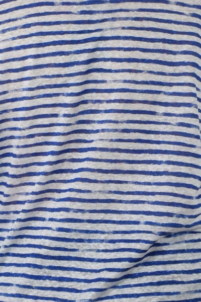 Langarmshirt "Boris" 100% Leinen für Herren Weiß mit blauen Querstreifen Detailbild Detailbild Leinenstoff