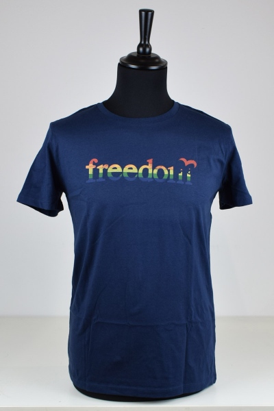 Greenbomb T-Shirt "Politics Freedom Bird" Bio Farbe navy von vorne
